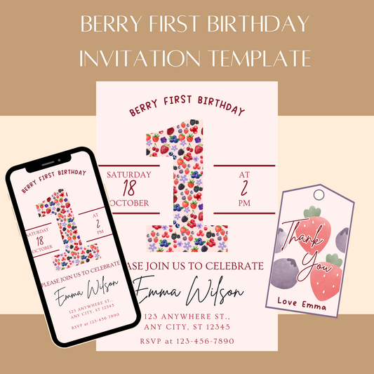 “Berry First” Birthday Invitation