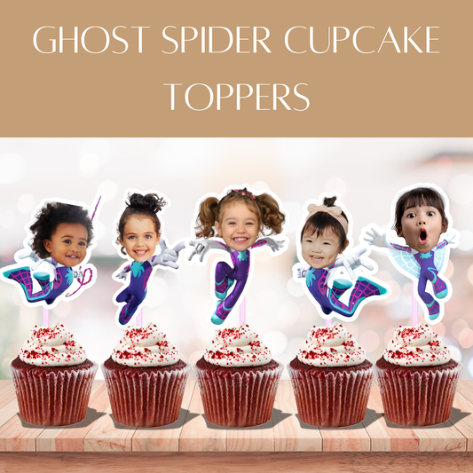 Custom Face Ghost Spider Cupcake Toppers