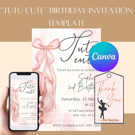 "Tutu Cute" Birthday Invitation Template