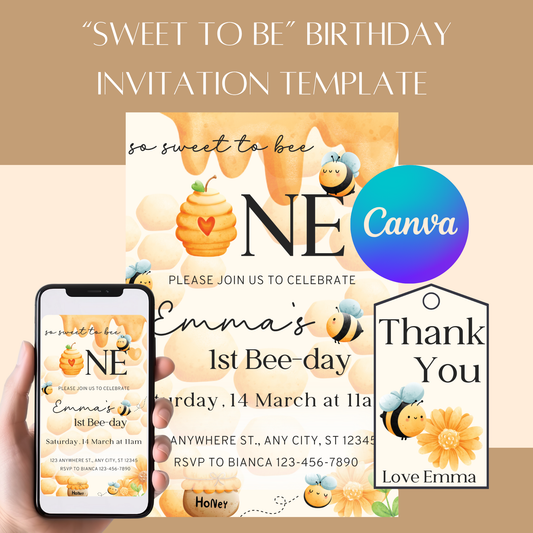 "Sweet to Bee" Birthday Invitation Template