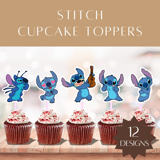 Printable Stitch Cupcake Toppers – Digital Download