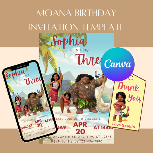 Moana-Themed Birthday Invitation