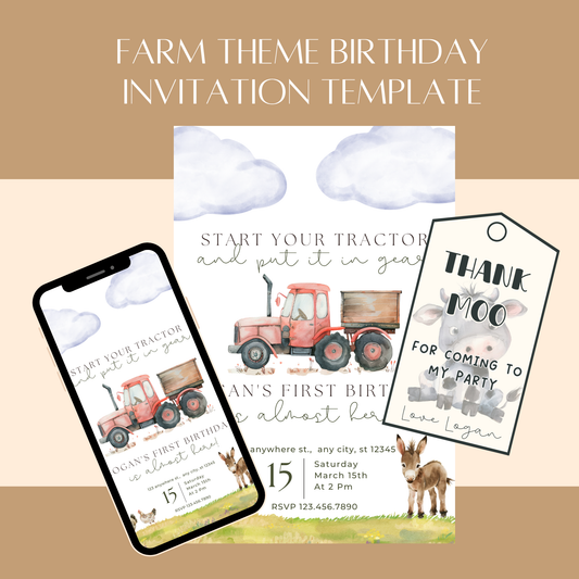 Farm-Themed Birthday Invitation Template
