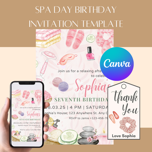 Spa Party Birthday Invitation Template