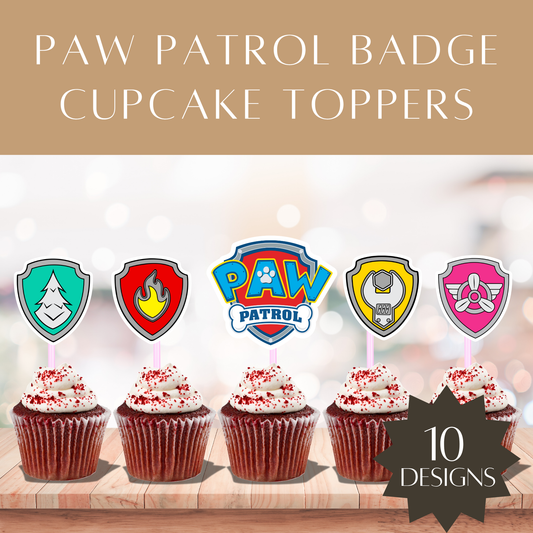 Paw Patrol Badge Cupcake Toppers