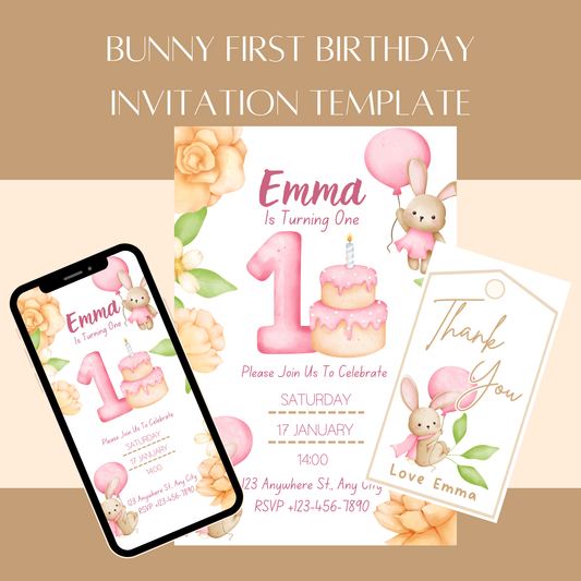 Bunny Birthday Invitation