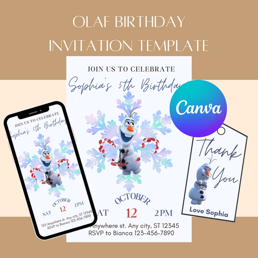 Minimalist Olaf-Themed Birthday Invitation