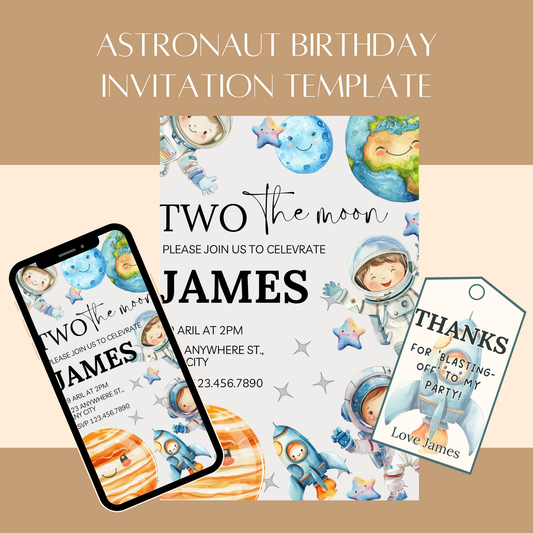 Astronaut-Themed Birthday Invitation Template