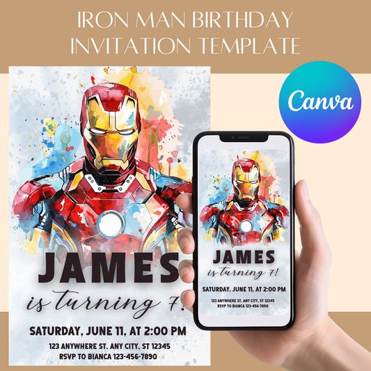 Iron Man Birthday Invitation Template