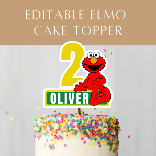Editable Elmo Cake Topper – Digital Download