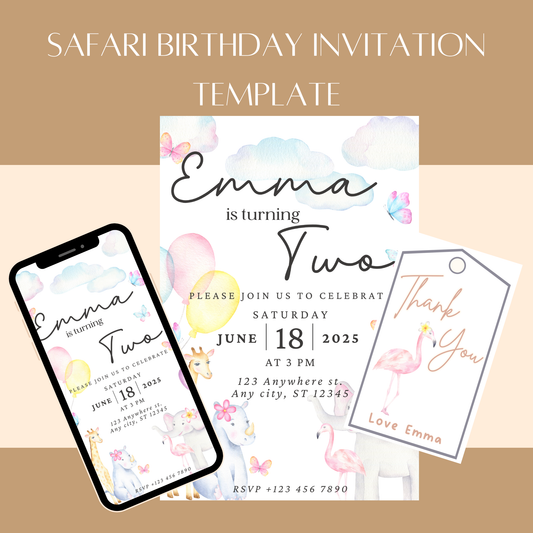Safari-Themed Birthday Invitation