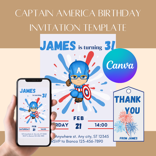 Captain America-Themed Birthday Invitation