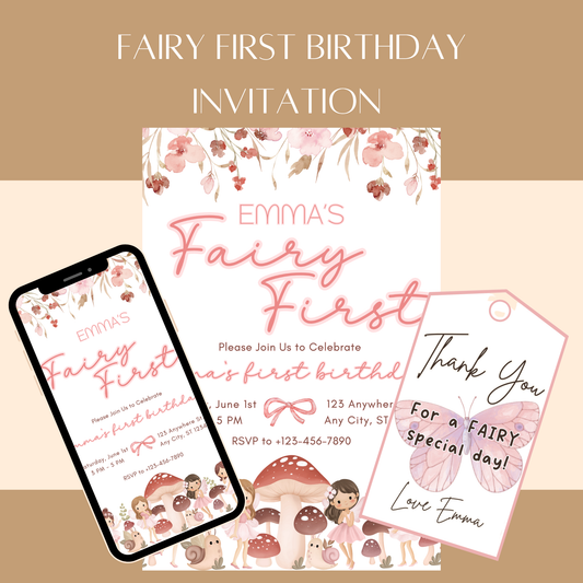 "Fairy First" Birthday Invitation