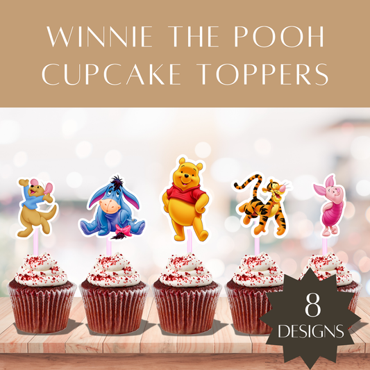 Printable Winnie the Pooh Cupcake Toppers – Digital Download