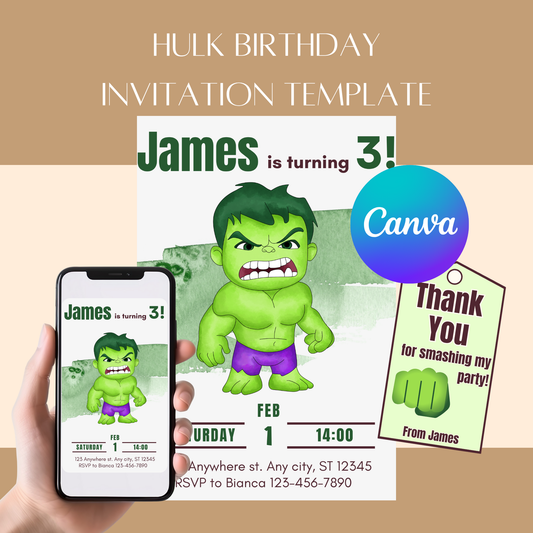 Hulk-Themed Birthday Invitation