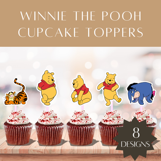 Printable Winnie the Pooh Cupcake Toppers – Digital Download