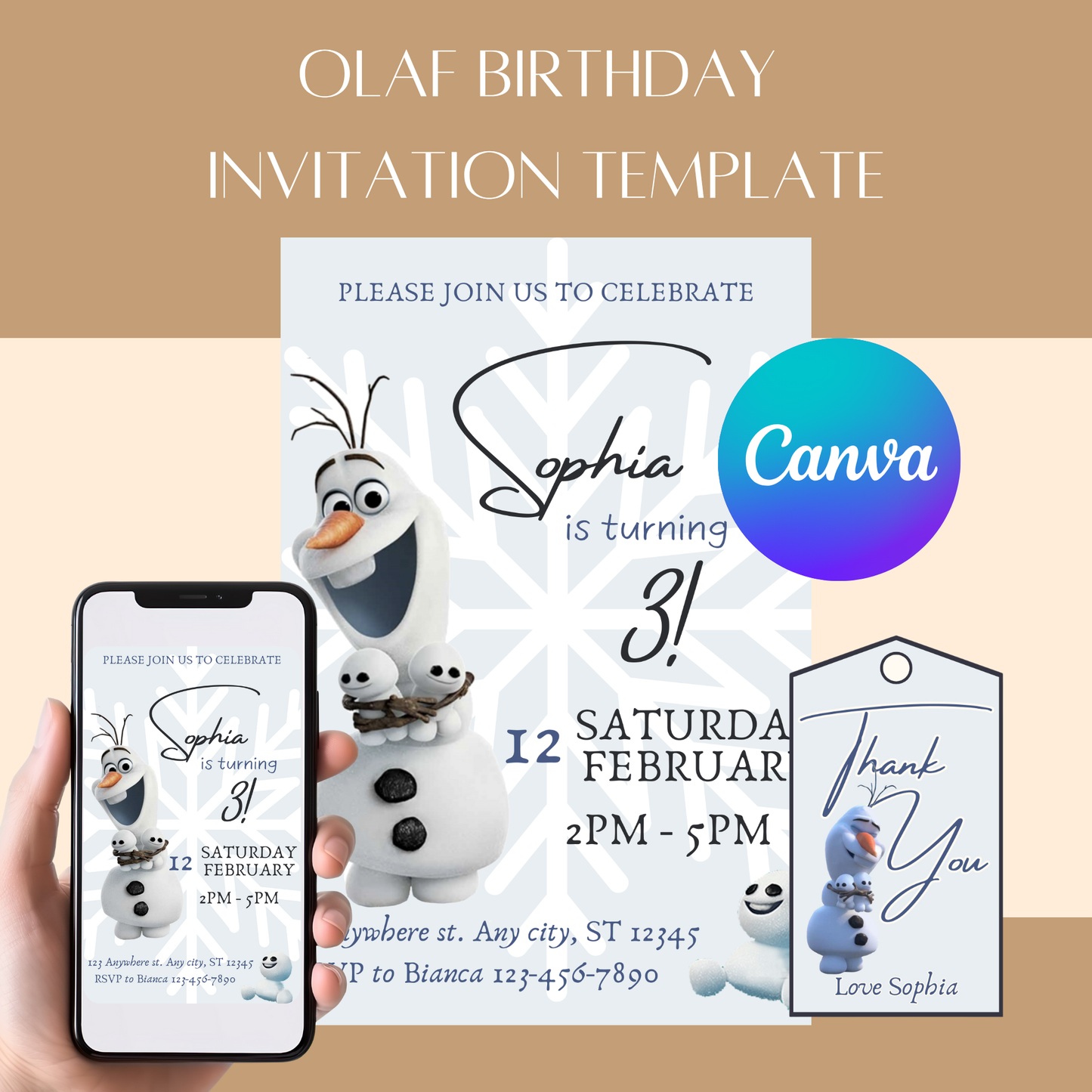 Frozen Olaf-Themed Birthday Invitation