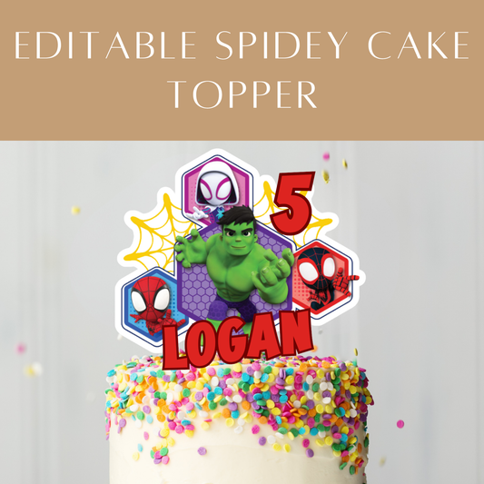 Editable Spidey and His Amazing Friends Cake Topper