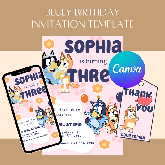 Bluey-Themed Birthday Invitation Template