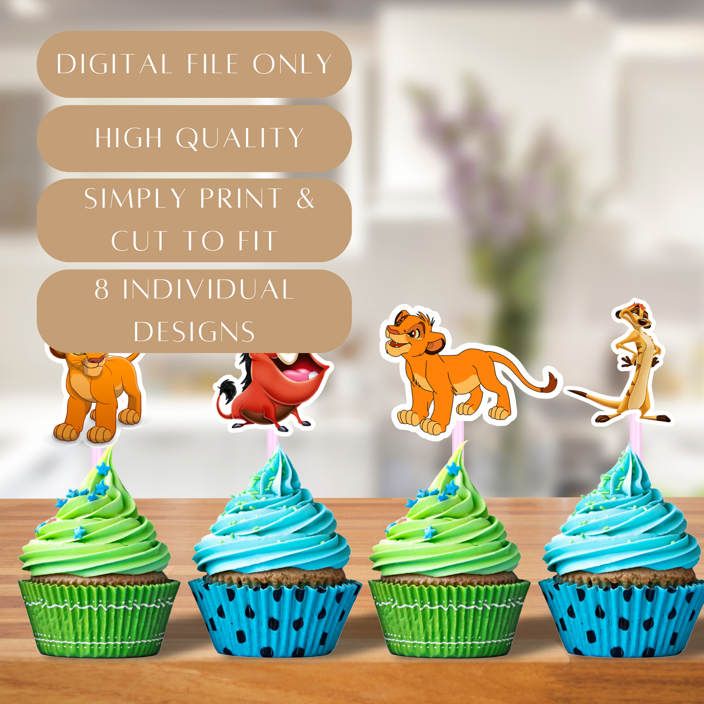 Printable Lion King Cupcake Toppers – Digital Download