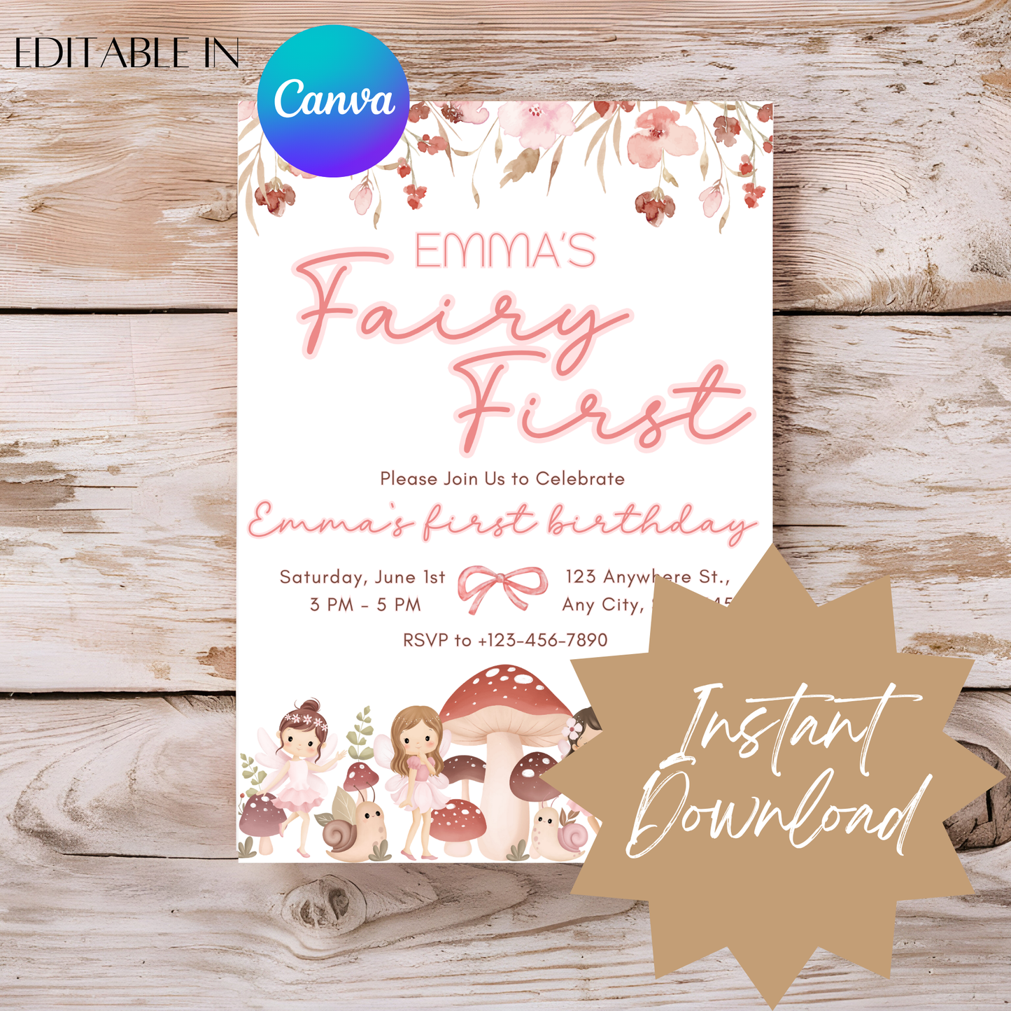 "Fairy First" Birthday Invitation