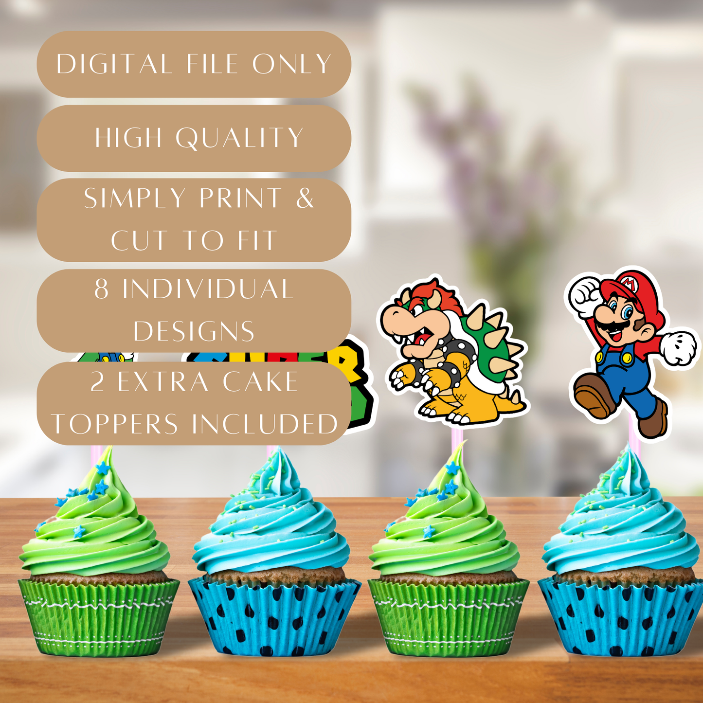 Super Mario Cupcake Toppers