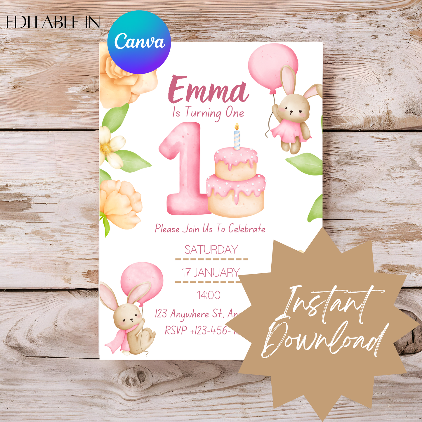 Bunny Birthday Invitation