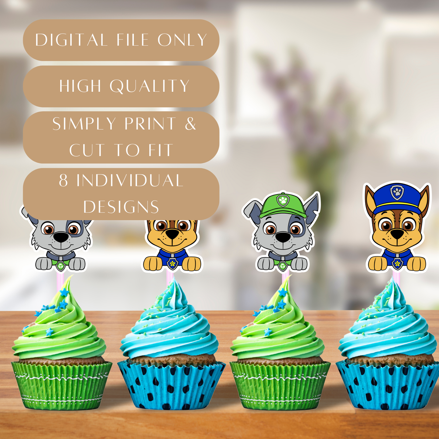 Printable Paw Patrol Cupcake Toppers