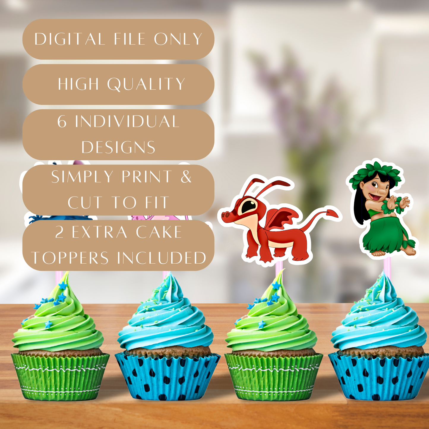 Printable Lilo & Stitch Cupcake Toppers