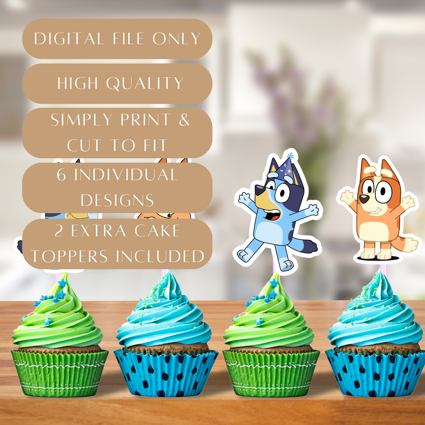 Printable Bluey Cupcake Toppers