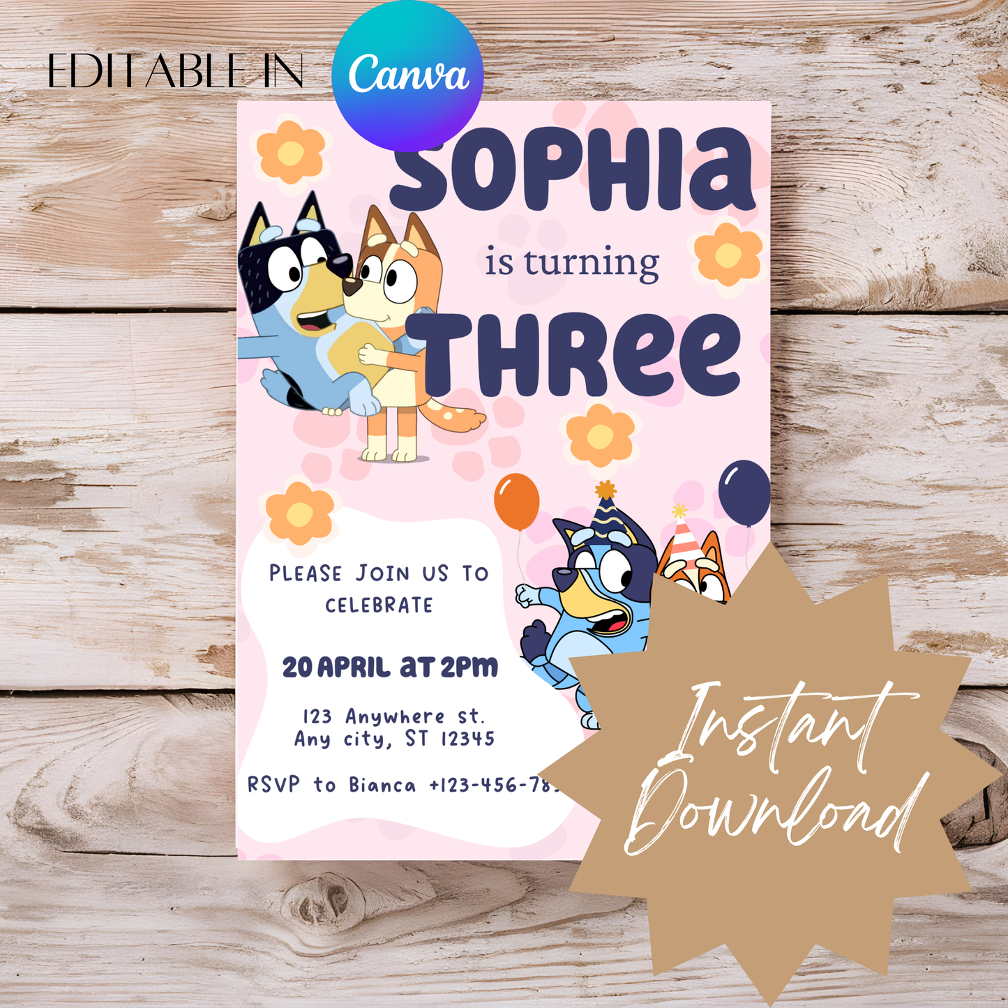 Bluey-Themed Birthday Invitation Template