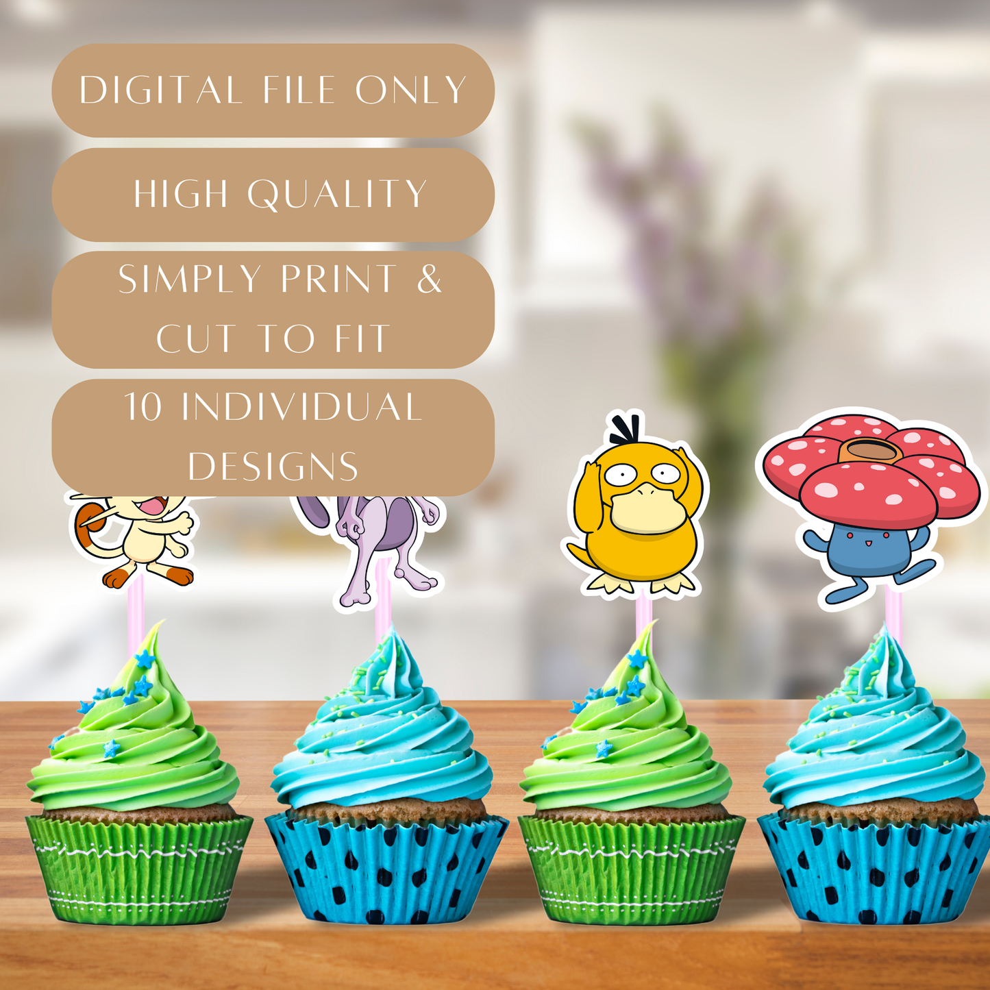 Printable Pokémon Cupcake Toppers