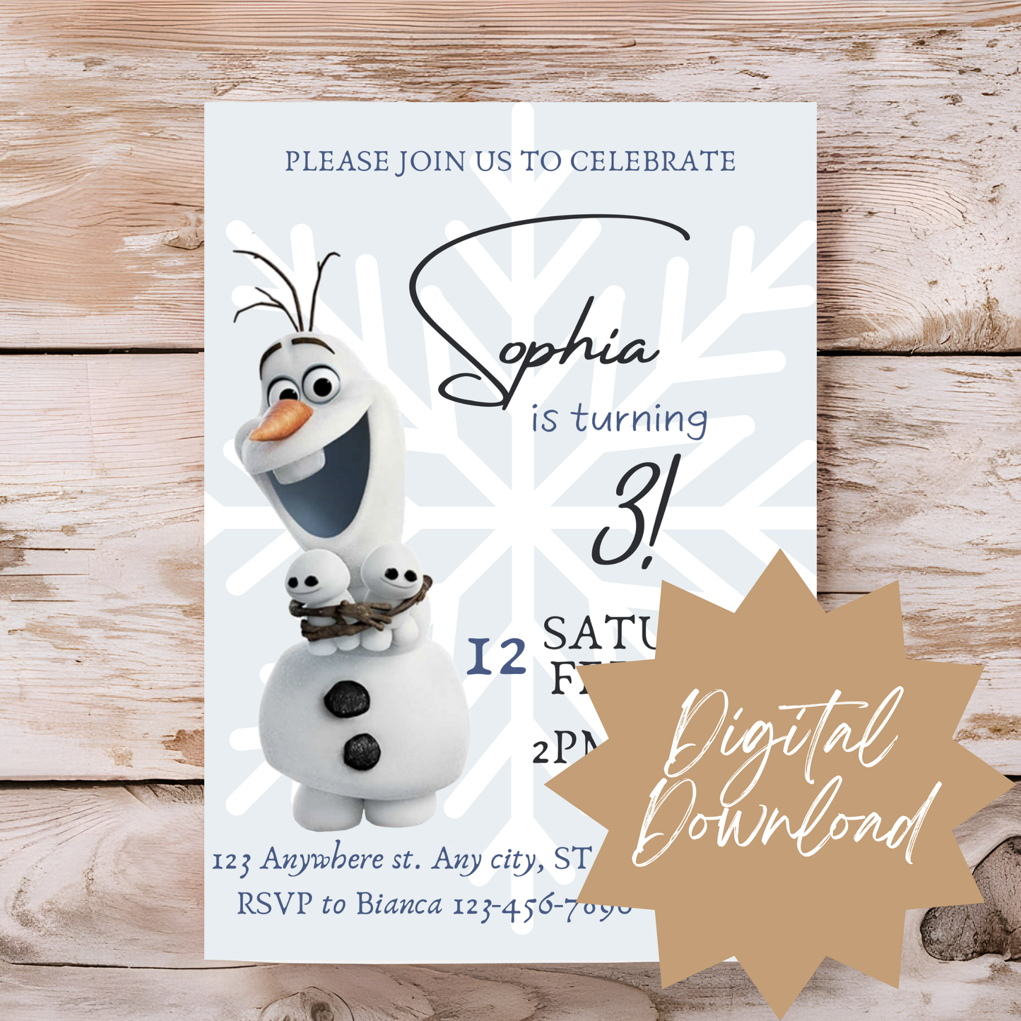 Frozen Olaf-Themed Birthday Invitation