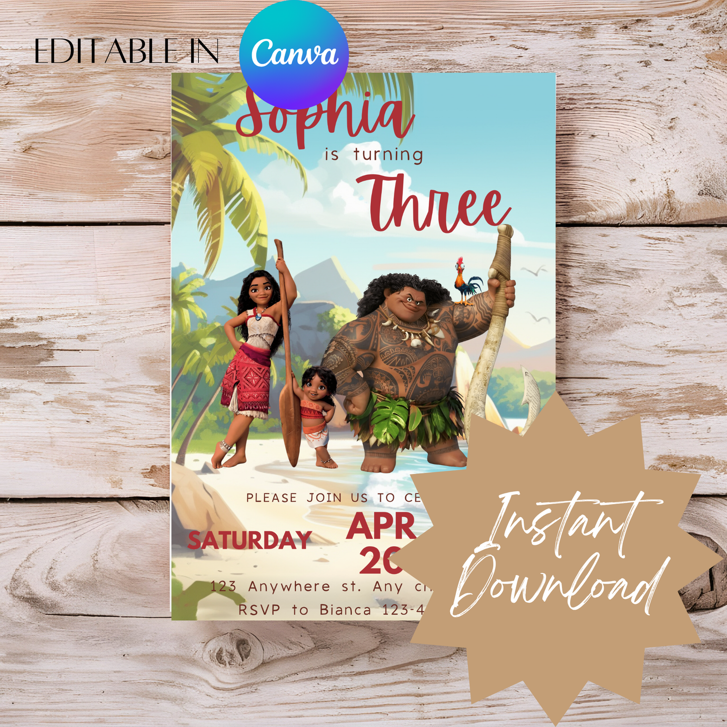 Moana-Themed Birthday Invitation