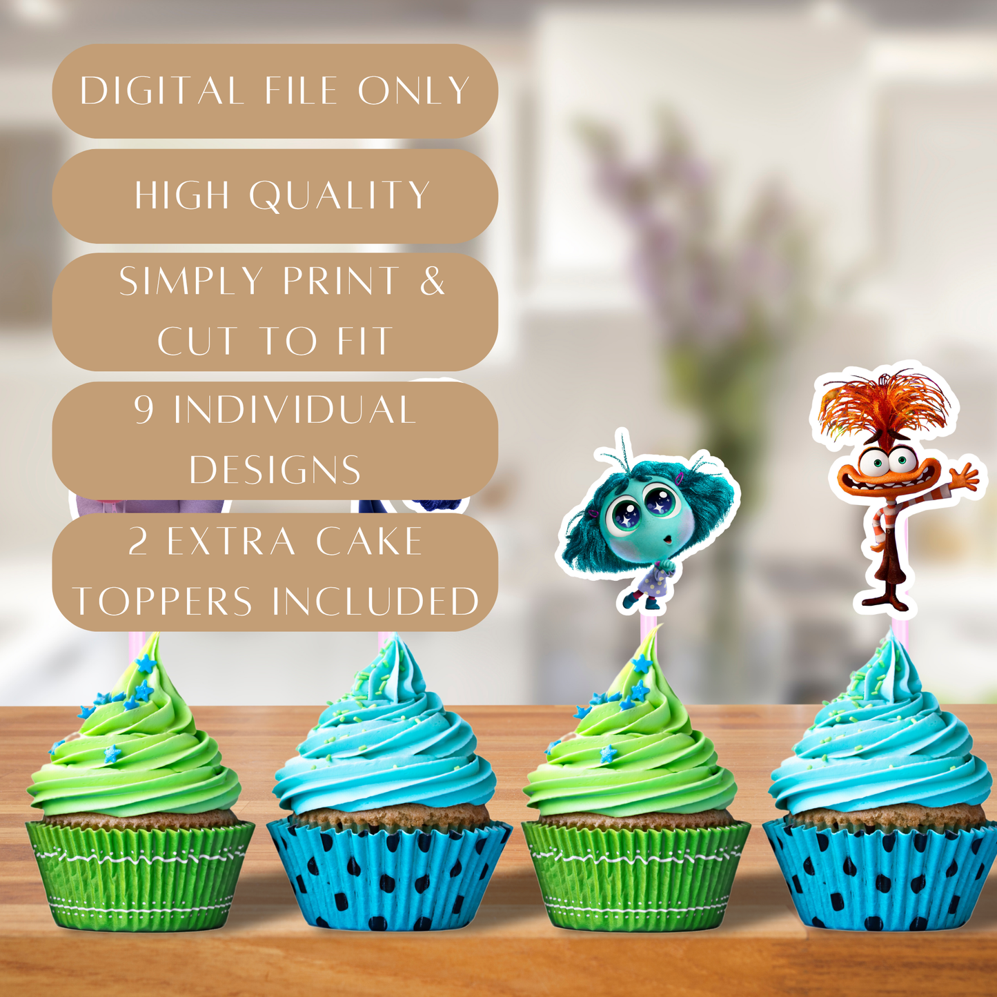 Printable Inside Out Cupcake Toppers
