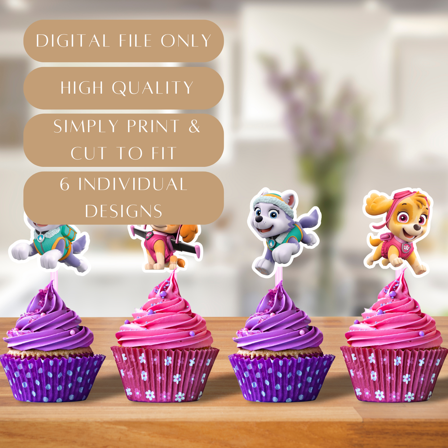 Skye & Everest Cupcake Toppers