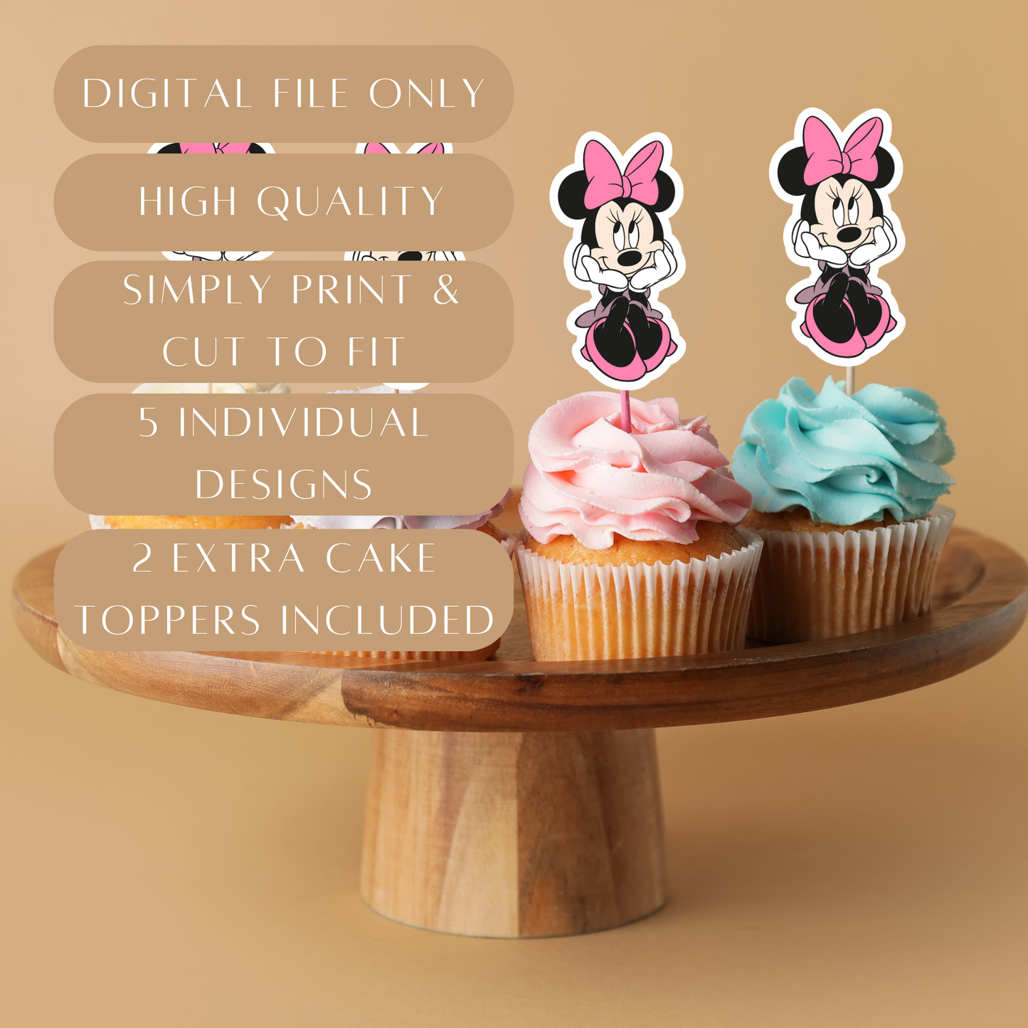 Printable Minnie Mouse Cupcake Toppers