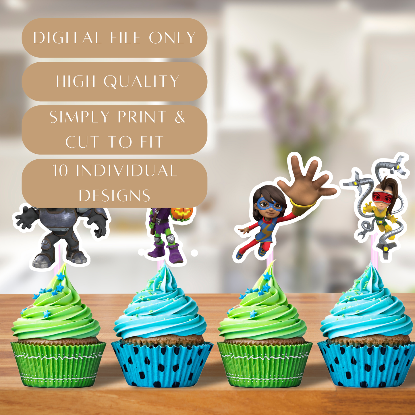 Printable Spidey and His Amazing Friends Cupcake Toppers – Digital Download