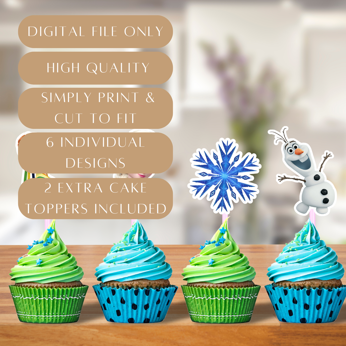 Printable Frozen Cupcake Toppers – Digital Download