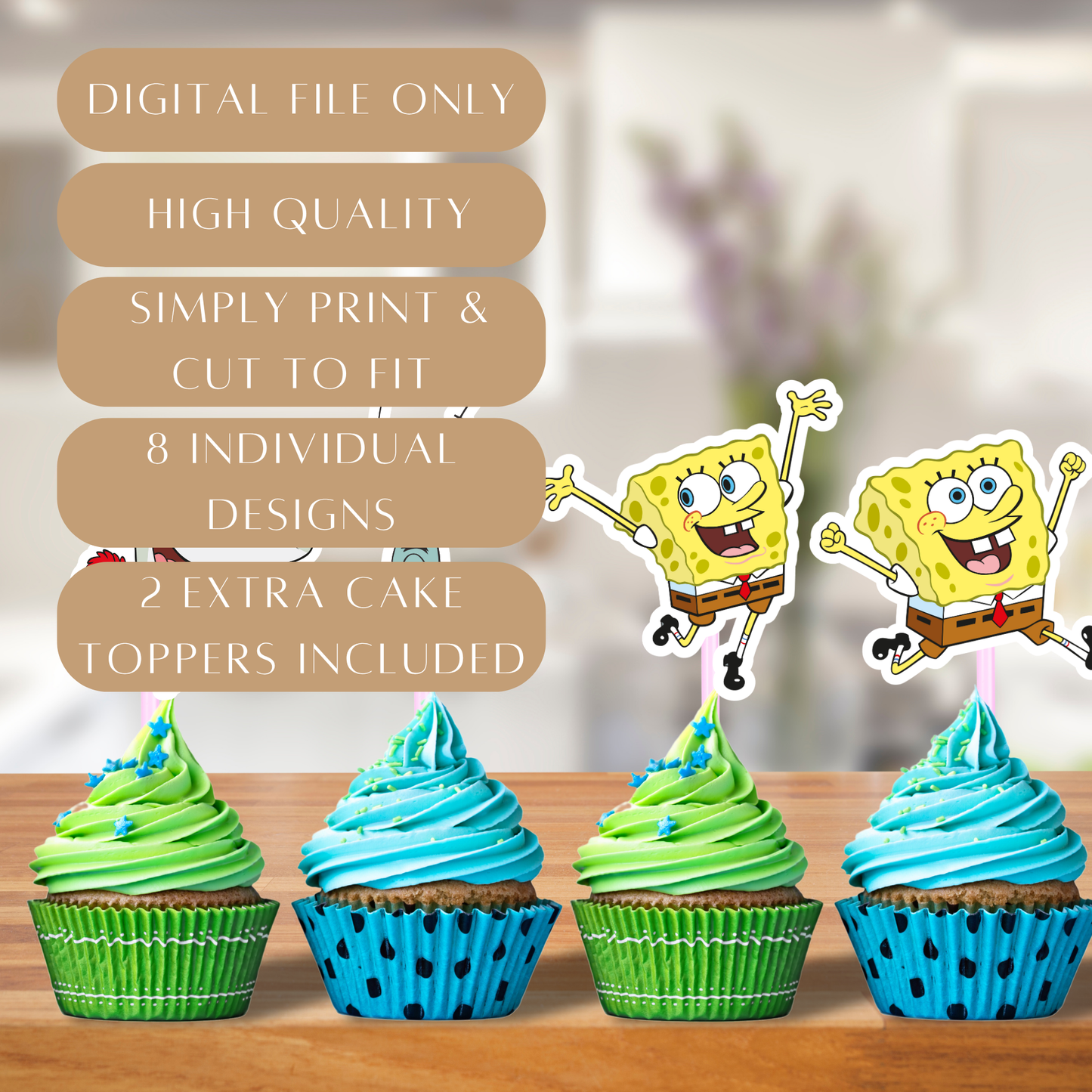 Printable Sponge Bob Cupcake Toppers