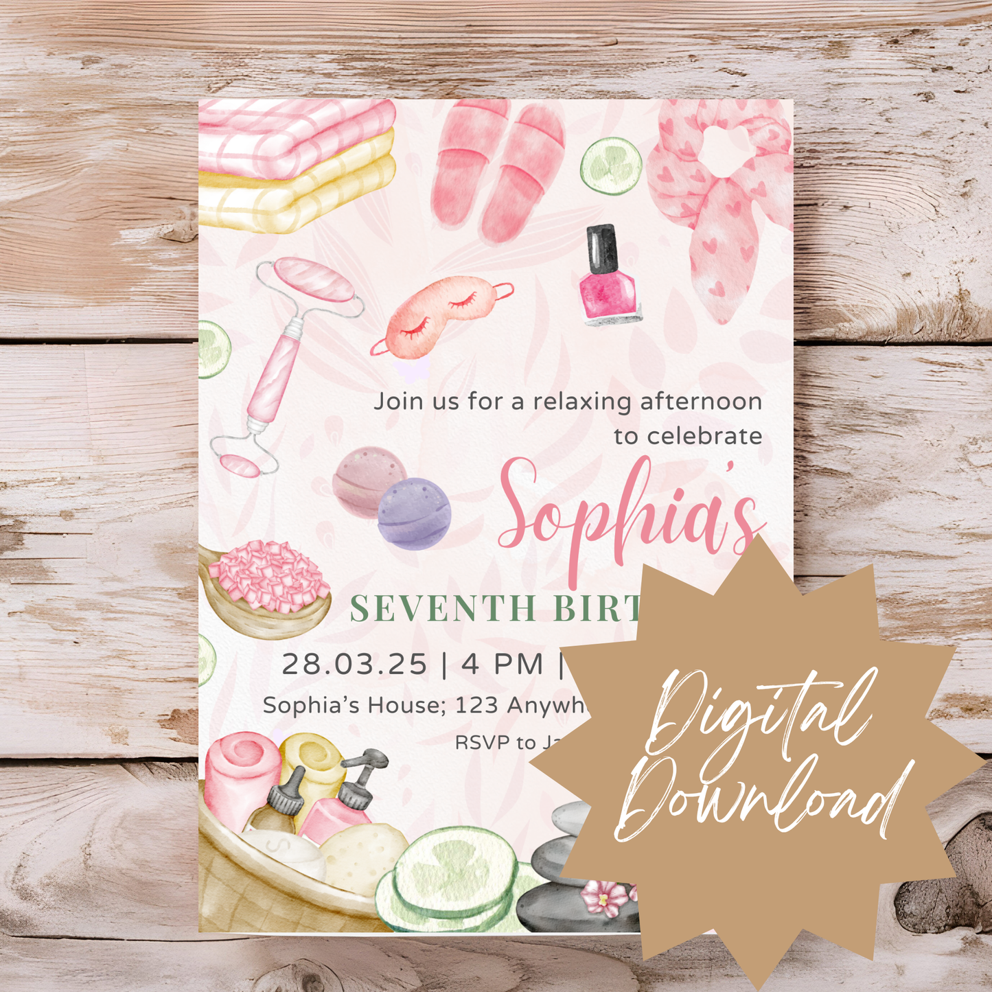 Spa Party Birthday Invitation Template