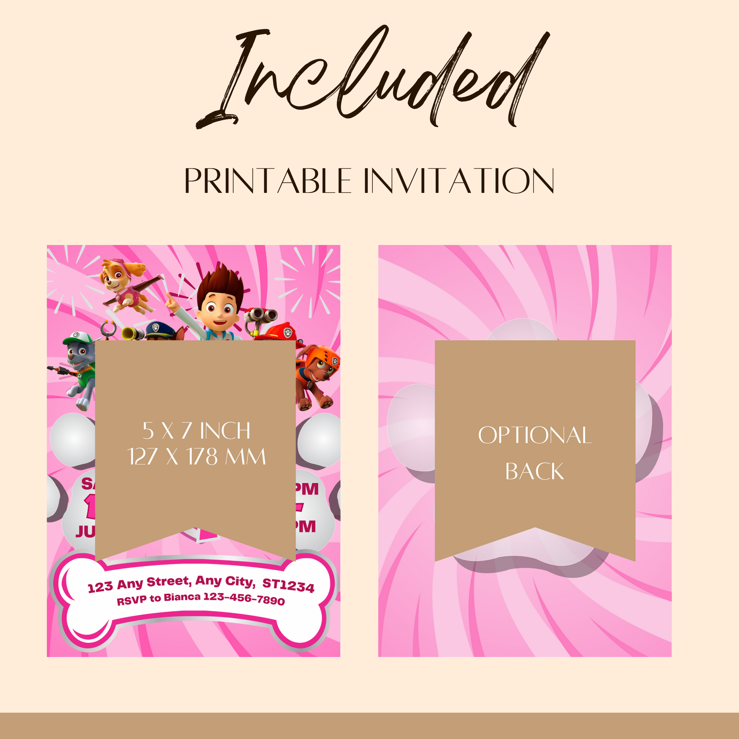 Pink Paw Patrol Birthday Invitation Template