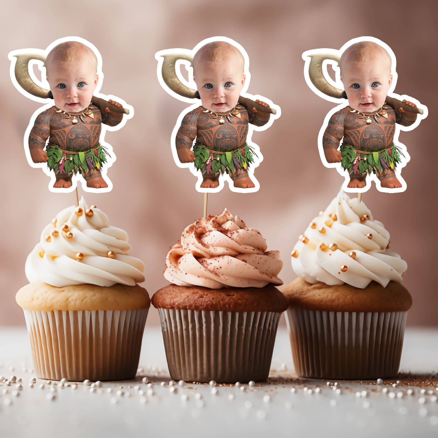 Custom Face Maui Cupcake Topper