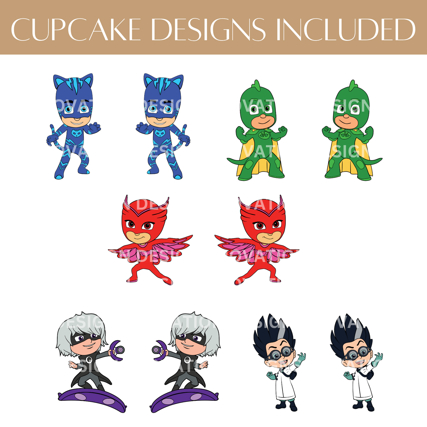 Printable PJ Masks Cupcake Toppers