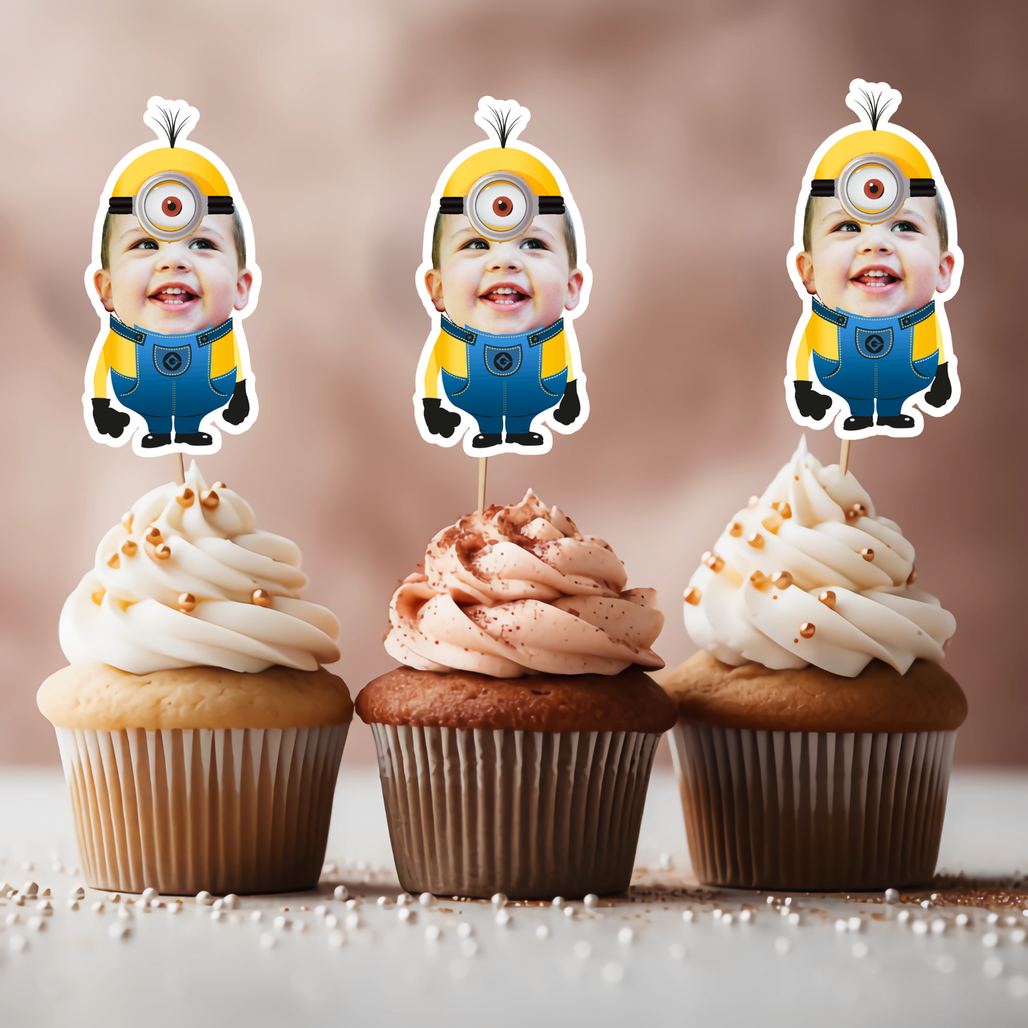 Custom Face Minions Cupcake Topper
