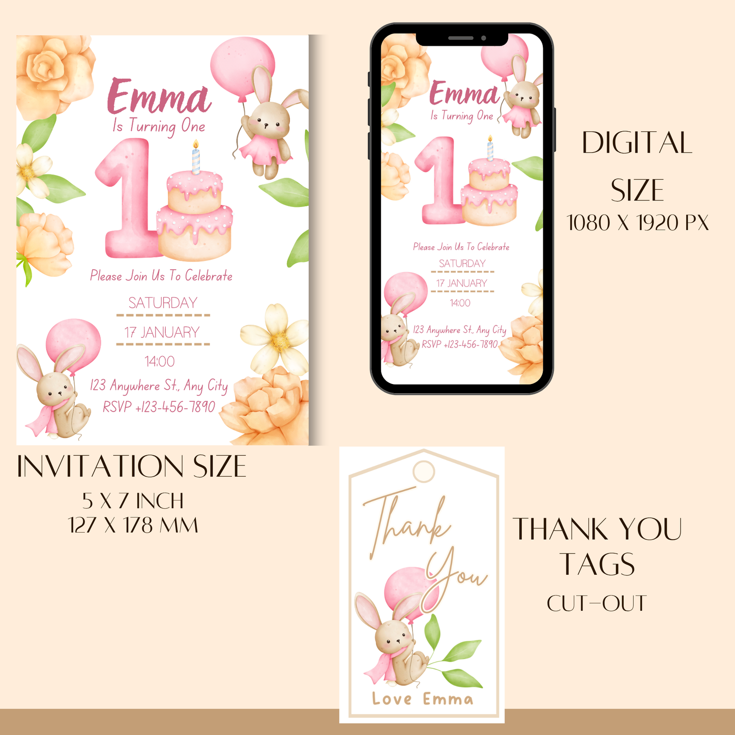 Bunny Birthday Invitation