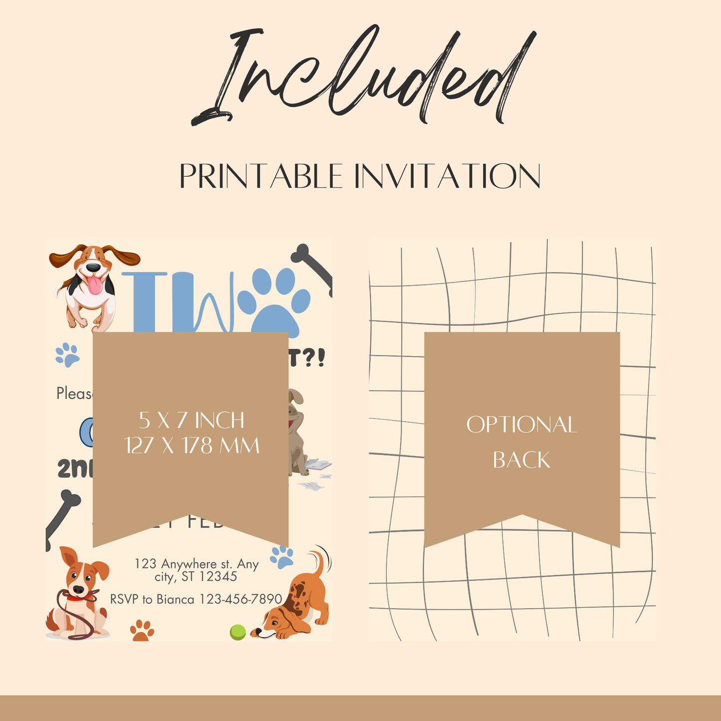 "TWO Let the Dogs Out!?" Birthday Invitation
