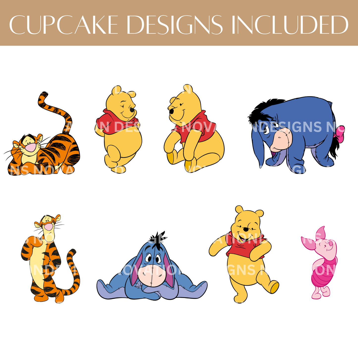 Printable Winnie the Pooh Cupcake Toppers – Digital Download