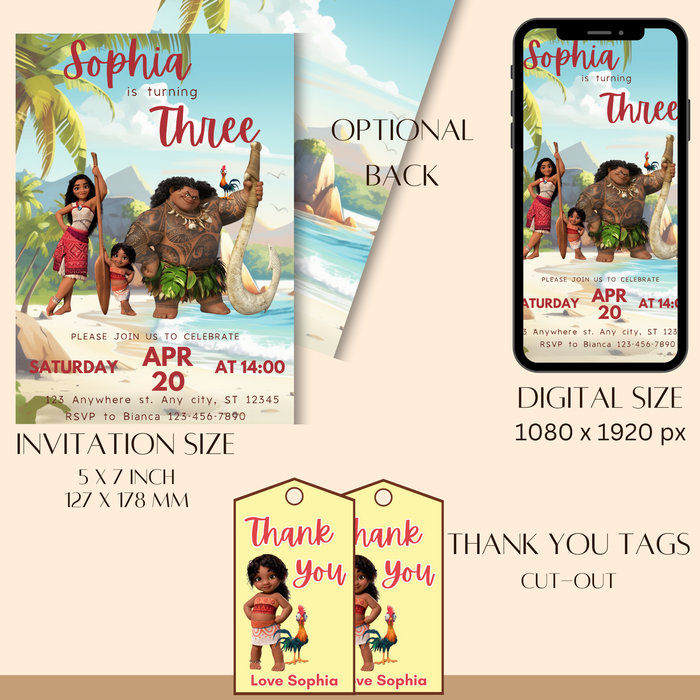 Moana-Themed Birthday Invitation