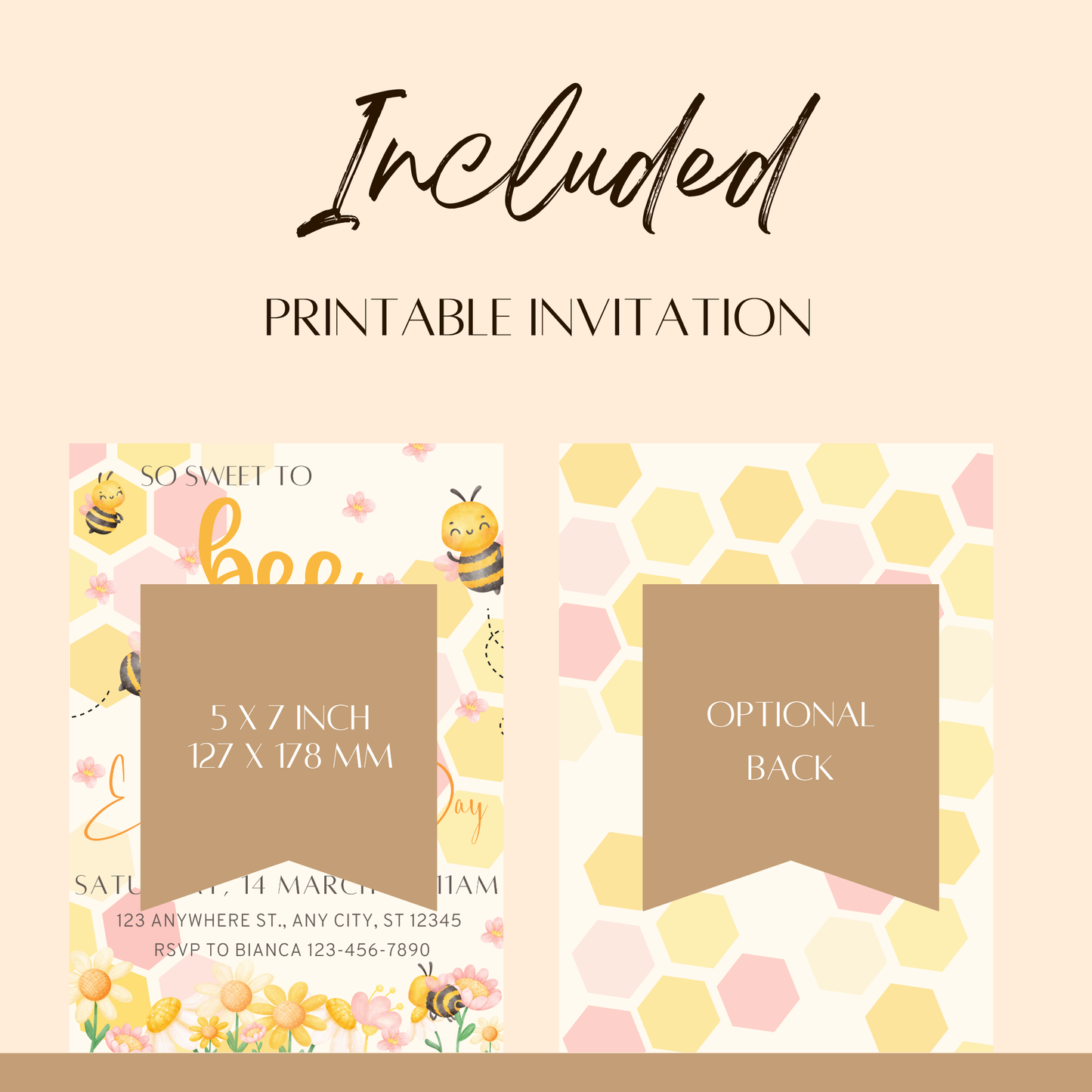 "Sweet to Bee" Themed Birthday Invitation Template